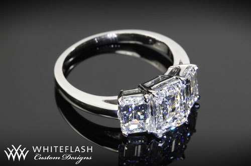 tiffany 3 stone emerald cut diamond ring