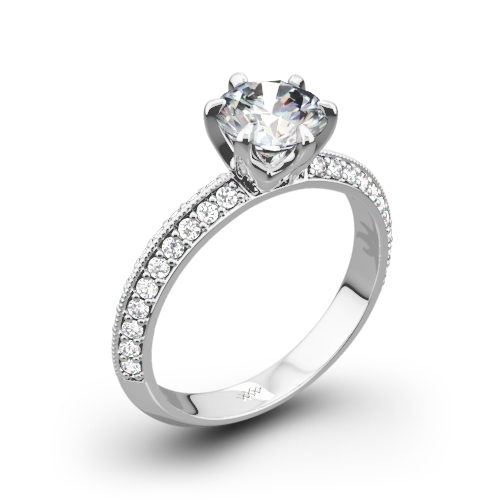 Platinum Knife-Edge Pave Diamond Engagement Ring
