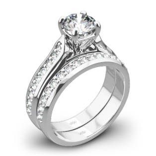 Cathedral Pave Diamond Wedding Set