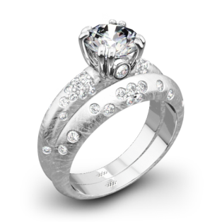 Champagne Petite Pave Diamond Wedding Set