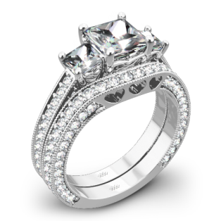 Clara Ashley Three Stone Wedding Set for Princess