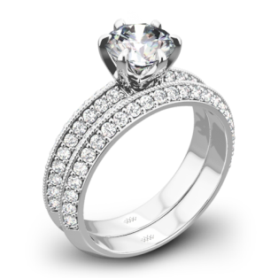 Knife-Edge Pave Diamond Wedding Set