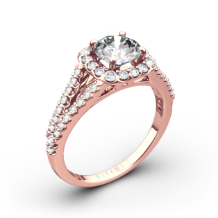 Ritani 1RZ1327 Cushion Halo V Diamond Engagement Ring