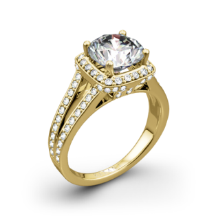 Ritani 1RZ3152 Masterwork Cushion Halo V Diamond Engagement Ring