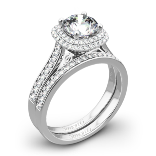 Simon G. MR2395 Passion Halo Diamond Wedding Set