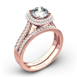 Simon G. MR2395 Passion Halo Diamond Wedding Set