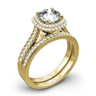 Simon G. MR2395 Passion Halo Diamond Wedding Set