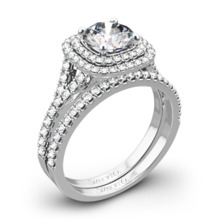 Simon G. MR2459 Passion Halo Diamond Wedding Set