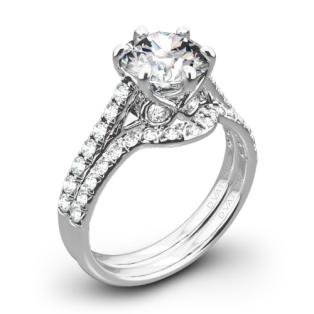 Vatche 1054 Swan French Pave Diamond Wedding Set