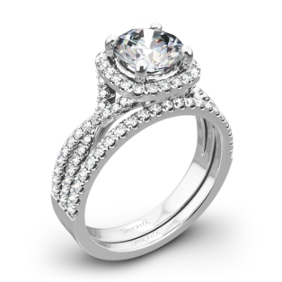 Simon G. NR468 Passion Halo Diamond Wedding Set