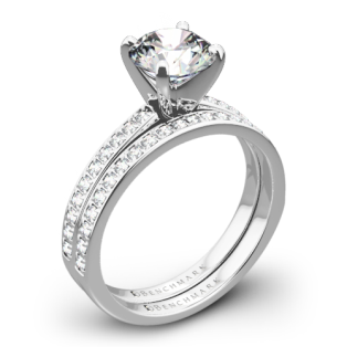 Benchmark LCP1 Small Pave Diamond Wedding Set