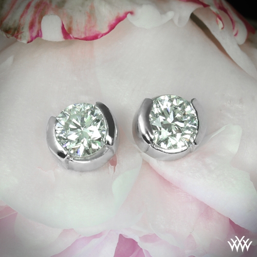 platinum bezel set diamond earrings