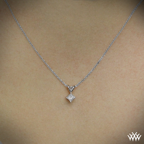 solitaire princess cut diamond necklace