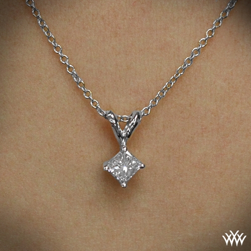 '4-Prong Princess Cut Diamond Solitaire' Pendant | 69