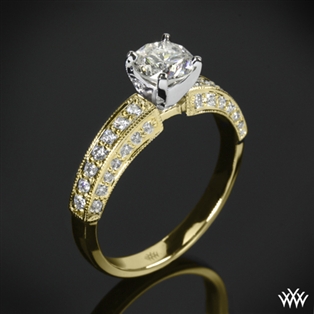 Three-Side Pave Diamond Engagement Ring