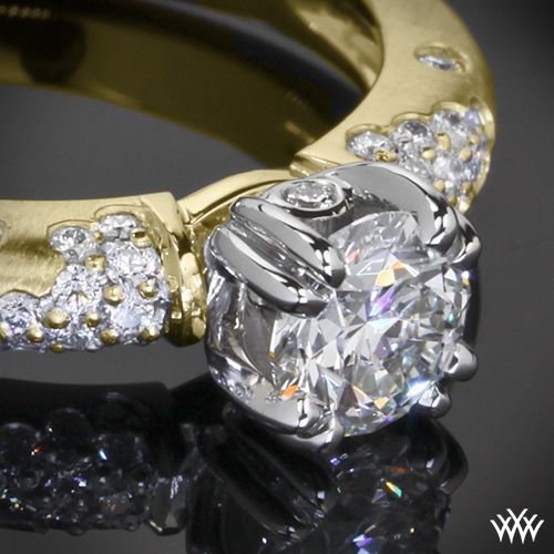 Petite Champagne Pave Diamond Engagement Ring | 954