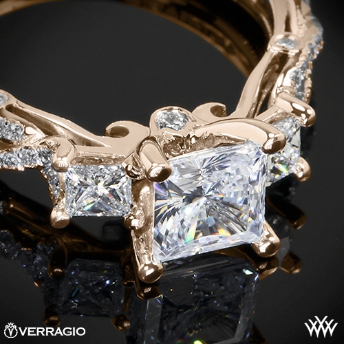Twisted Shank Princess 3 Stone Engagement Ring by Verragio | 1905