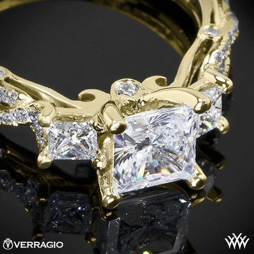 Twisted Shank Princess 3 Stone Engagement Ring by Verragio | 1904