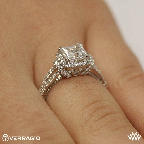 Verragio DL- 117P Dual Claw Princess Halo Diamond Engagement Ring | 3164