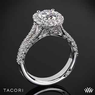 Tacori HT2548CU Petite Crescent Split Shank Halo Diamond Engagement Ring