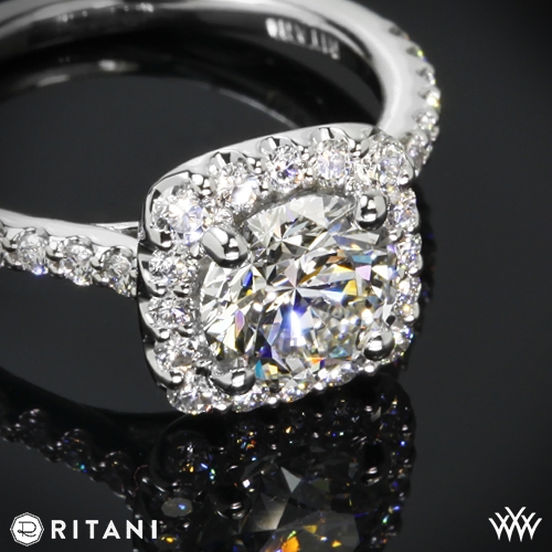 Ritani French-Set Cushion Halo Diamond Band Engagement Ring | 4693