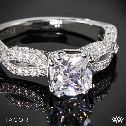 Tacori HT2528 CU 6.5 Ribbon Cushion Twist Diamond Engagement Ring | 3280