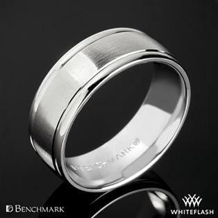 Benchmark Comfort Fit Wedding Ring with Spin Satin Finish