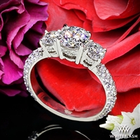 Rounded Pave 3 Stone Engagement Ring | 2387