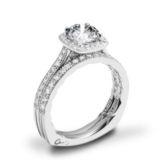 A. Jaffe MES754Q Seasons of Love Halo Diamond Wedding Set