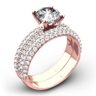 Valoria Rounded Pave Diamond Wedding Set