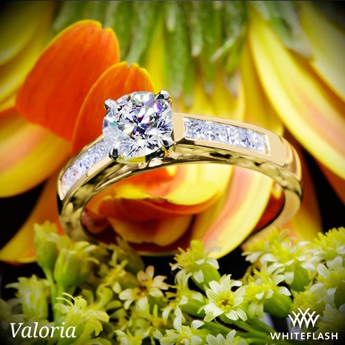 14k Yellow Gold Valoria Princess Channel-Set Diamond Engagement Ring with White Gold Head