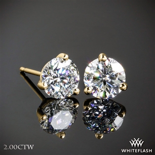 3 Prong Martini Diamond Earrings