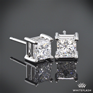 4 Prong Princess Diamond Earrings