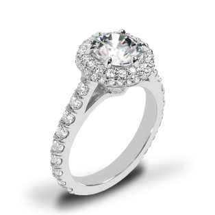 Rounded Pave Halo Diamond Engagement Ring