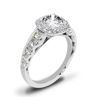 Tacori HT2516CU Blooming Beauties Cushion Double Bloom Diamond Engagement Ring