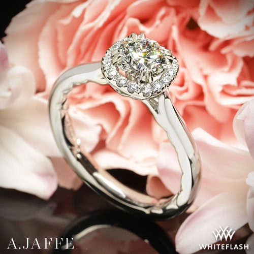 Platinum A. Jaffe ME2053Q Halo Diamond Engagement Ring