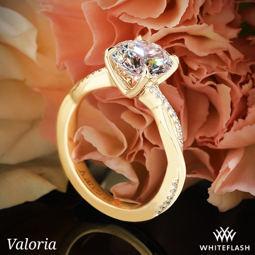 18k Yellow Gold Valoria Flora Twist Diamond Engagement Ring