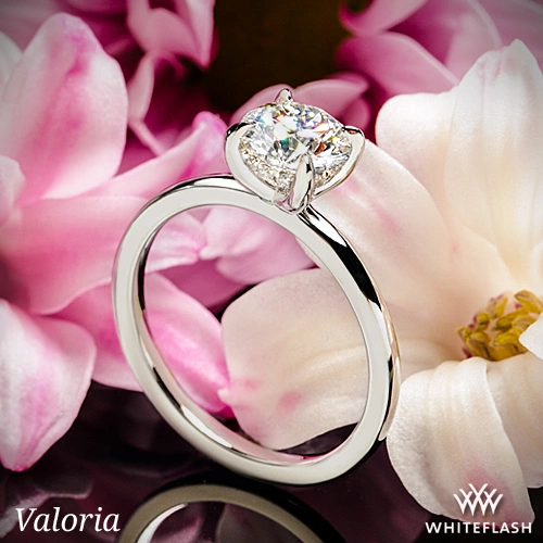 14k White Gold Valoria Hidden Halo Solitaire Engagement Ring