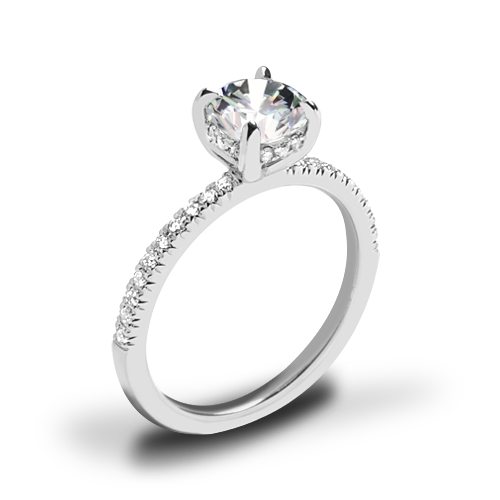 Valoria Hidden Halo Petite Pave Diamond Engagement Ring