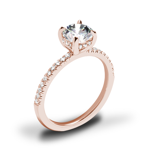 Valoria Hidden Halo Petite Pave Diamond Engagement Ring
