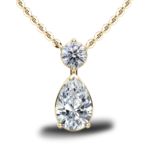 Round And Pear Tandem Diamond Pendant