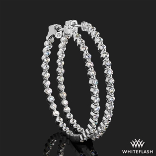 Single Shared Prong Large Diamond Hoop Earrings