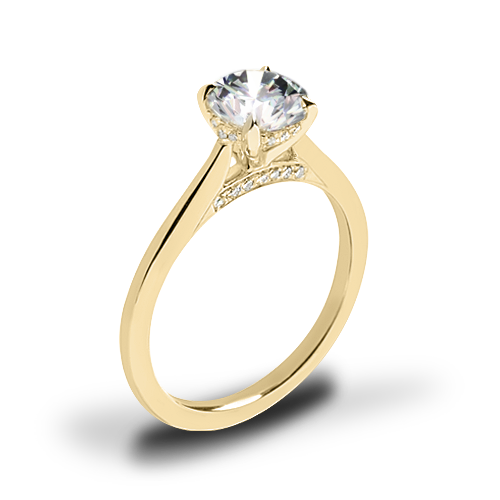 Valoria Cathedral Hidden Halo Solitaire Engagement Ring