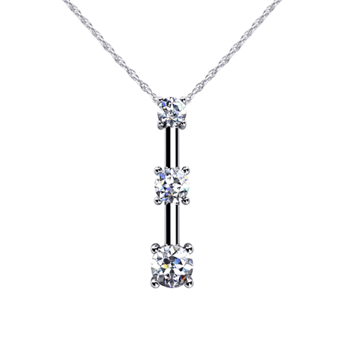 Four Prong 3 Stone Drop Diamond Pendant