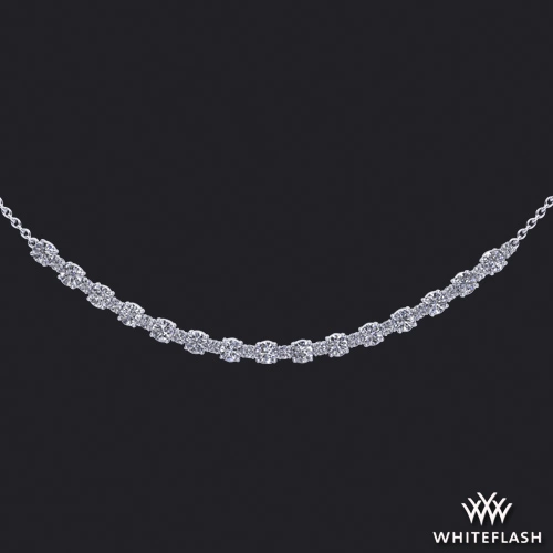 14k White Gold Alternating Lab Created Diamond Necklace 1.41ctw