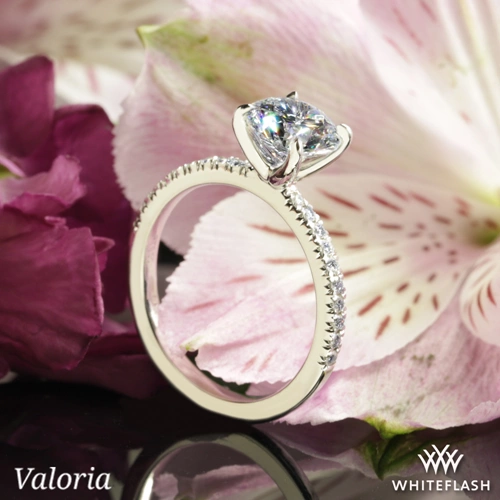 14k White Gold Valoria Petite Pave Diamond Engagement Ring