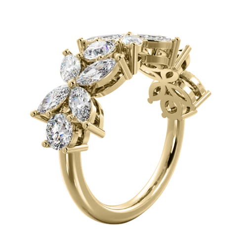 Flowers of Marquise Diamond Anniversary Ring