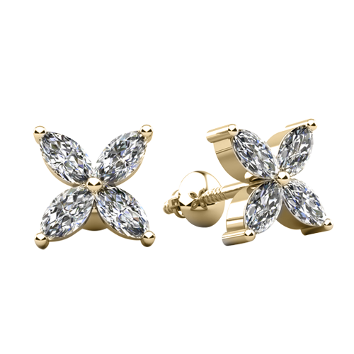 Flower Marquise Diamond Stud Earrings