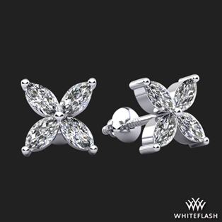 Flower Marquise Diamond Stud Earrings