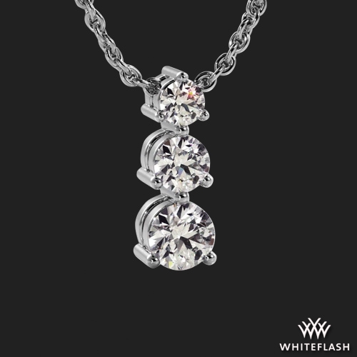 Platinum Three Stone Cascade Lab Created Diamond Drop Pendant